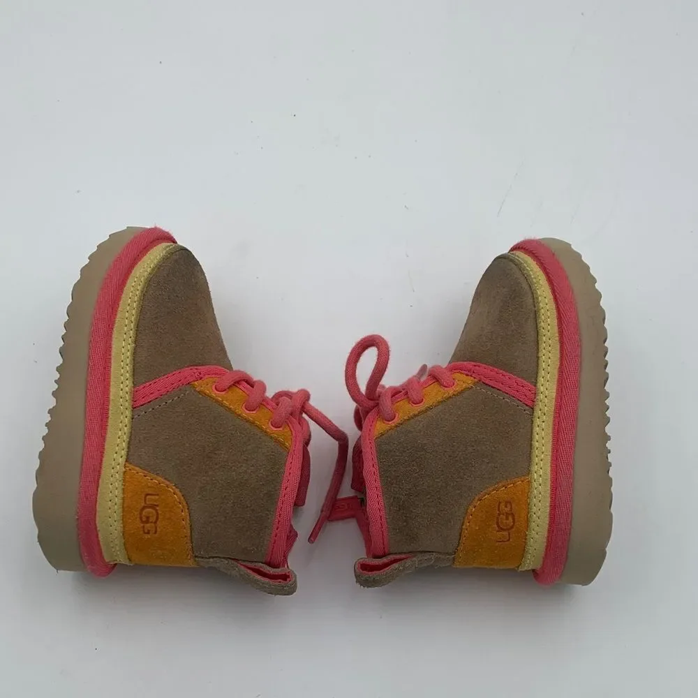 UGG Kids Jorie Tan & Pink Suede Boots – Size 6